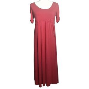 The Nines by Hatch Maxi Maternity Dress Short Sleeve Red Flowy Medium
